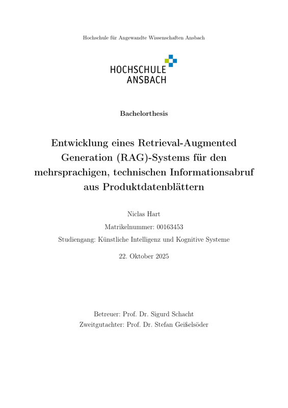 Title page of the bachelor thesis